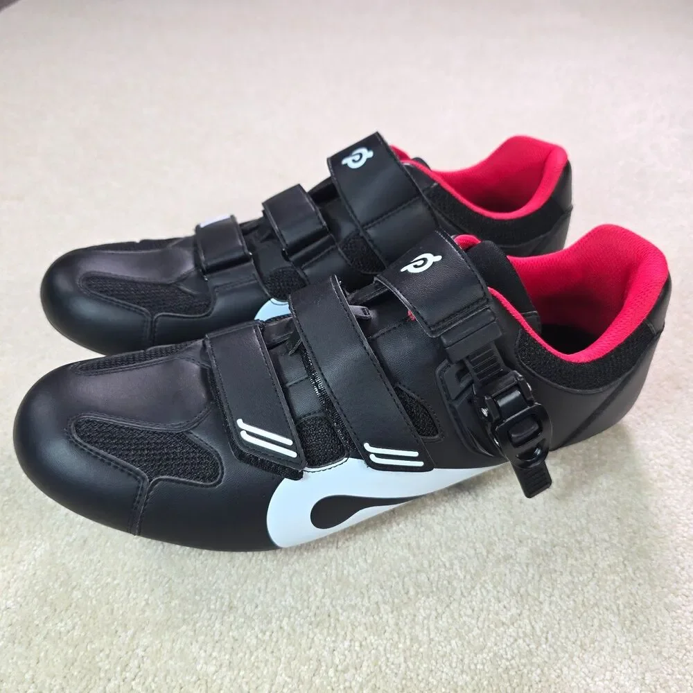 Peloton Cycling Shoes Mens Euro 47 US 13 SPD-SL Cleats Black Red Indoor Bike EUC